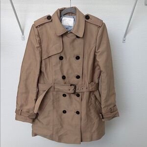 Zara Tan Double-Breasted Trench Coat with Belt
